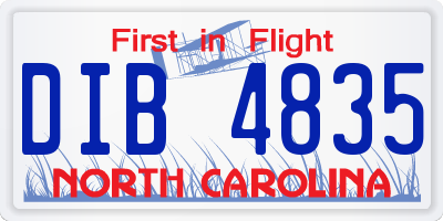 NC license plate DIB4835