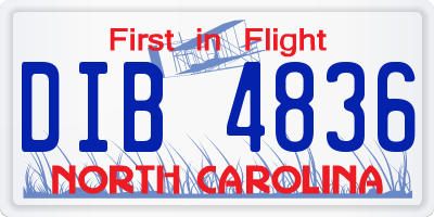 NC license plate DIB4836