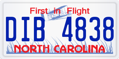 NC license plate DIB4838