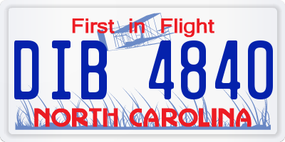 NC license plate DIB4840
