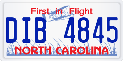 NC license plate DIB4845