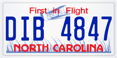 NC license plate DIB4847