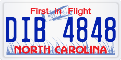 NC license plate DIB4848
