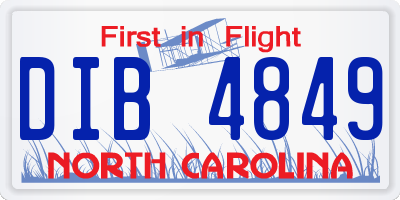 NC license plate DIB4849
