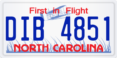 NC license plate DIB4851