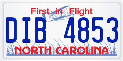 NC license plate DIB4853