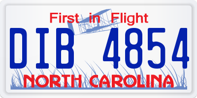 NC license plate DIB4854