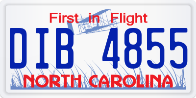 NC license plate DIB4855