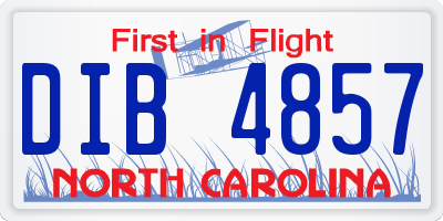 NC license plate DIB4857