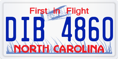 NC license plate DIB4860