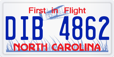 NC license plate DIB4862
