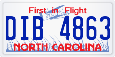 NC license plate DIB4863