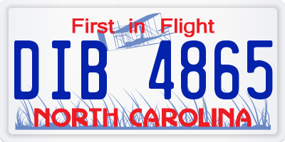 NC license plate DIB4865