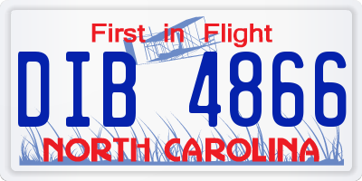 NC license plate DIB4866