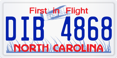 NC license plate DIB4868