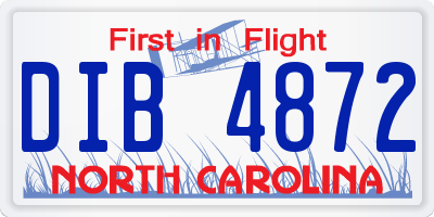 NC license plate DIB4872