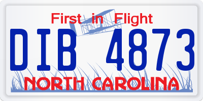 NC license plate DIB4873