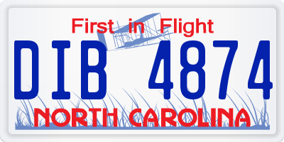 NC license plate DIB4874
