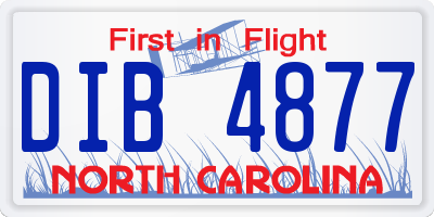NC license plate DIB4877