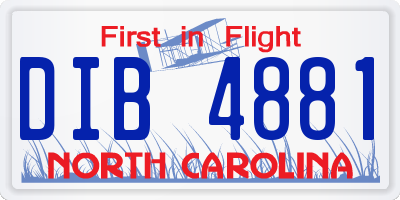 NC license plate DIB4881