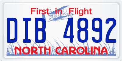 NC license plate DIB4892