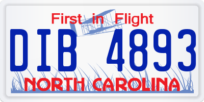 NC license plate DIB4893