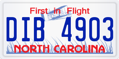 NC license plate DIB4903