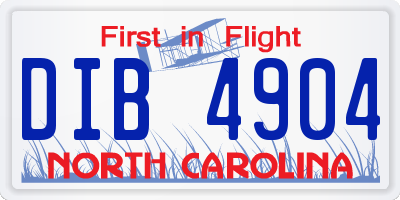 NC license plate DIB4904