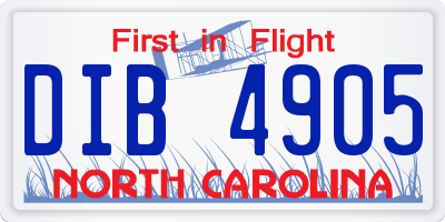 NC license plate DIB4905