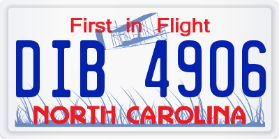 NC license plate DIB4906
