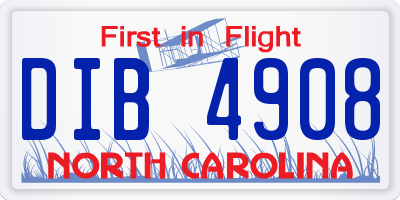 NC license plate DIB4908