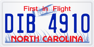 NC license plate DIB4910