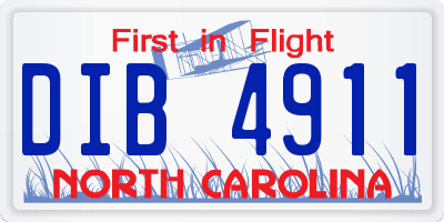 NC license plate DIB4911