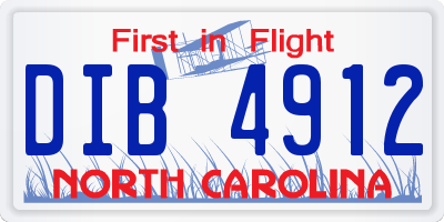 NC license plate DIB4912