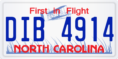NC license plate DIB4914