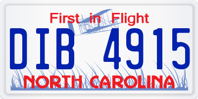 NC license plate DIB4915