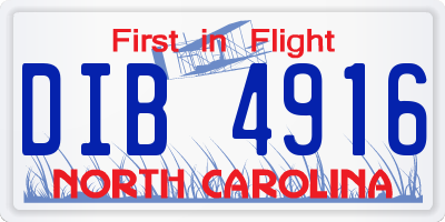 NC license plate DIB4916