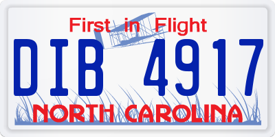 NC license plate DIB4917