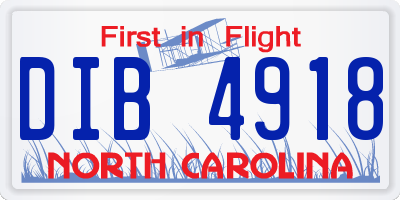 NC license plate DIB4918