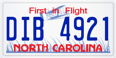 NC license plate DIB4921