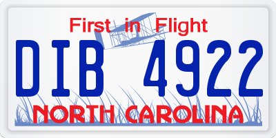NC license plate DIB4922