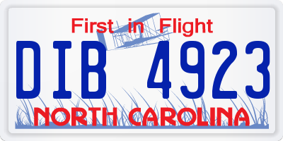 NC license plate DIB4923