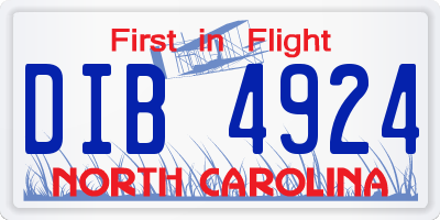 NC license plate DIB4924