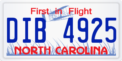 NC license plate DIB4925