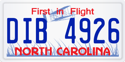 NC license plate DIB4926