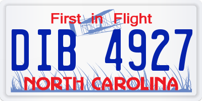 NC license plate DIB4927