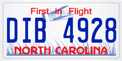 NC license plate DIB4928