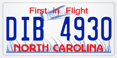 NC license plate DIB4930