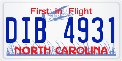 NC license plate DIB4931