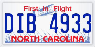 NC license plate DIB4933